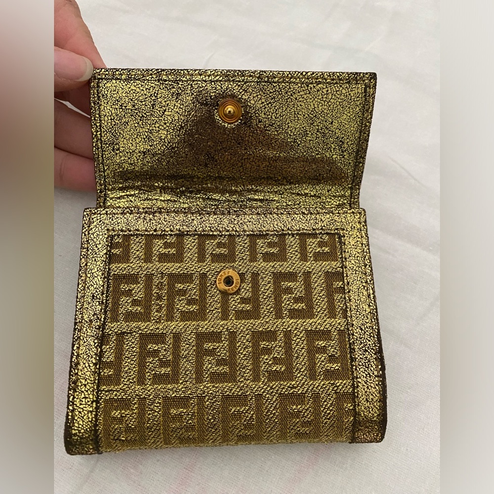 FENDI Zucchino Small Compact Metallic Jacquard Wallet - Picture 3 of 16